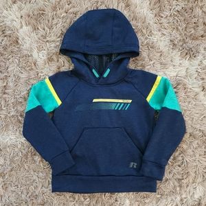 Russell Navy Blue & Aqua Active Dri-power 360 Hooded Sweatshirt